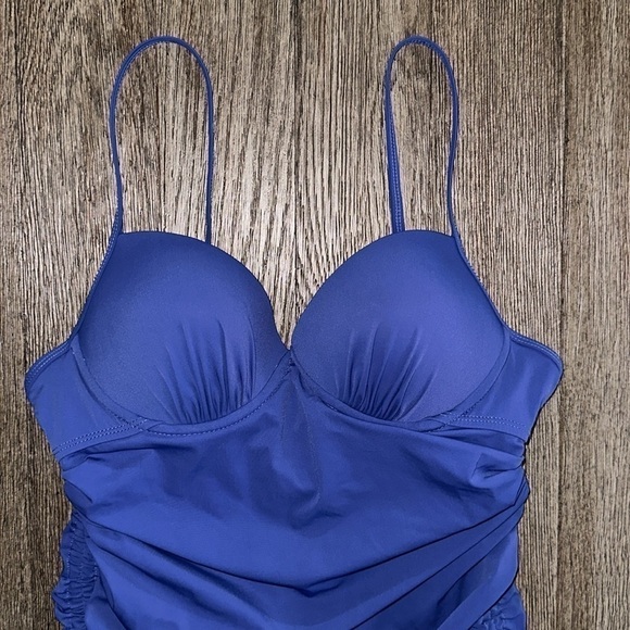 Assets by Spanx One-piece Shirred Underwire Push up Power Swimsuit Dress - Picture 6 of 12